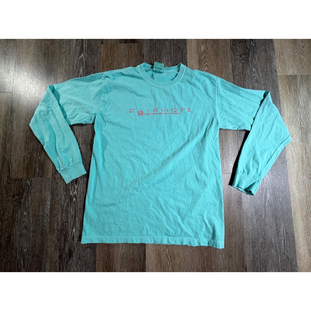 Comfort Colors Fairhope Long Sleeve Shirt Mens Medium Turquoise Graphic Tee